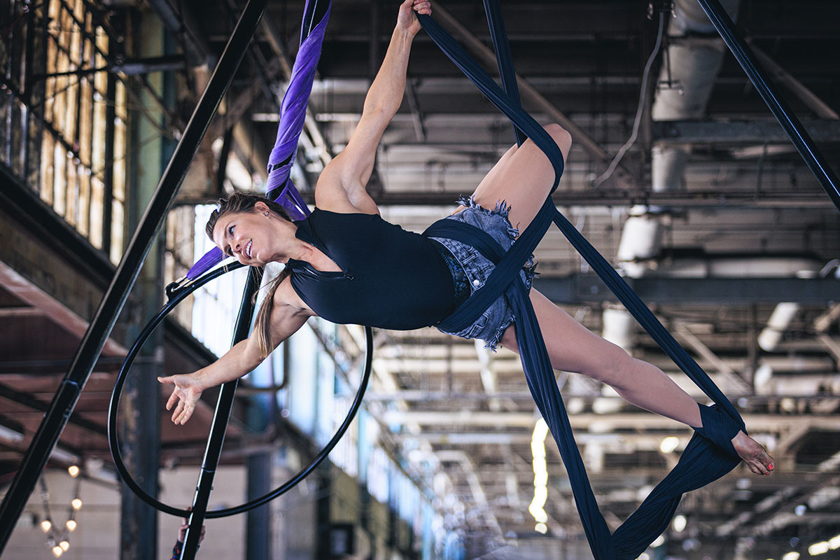 AerialCLT brings elegant movement to the sky in their aerial dance performance.