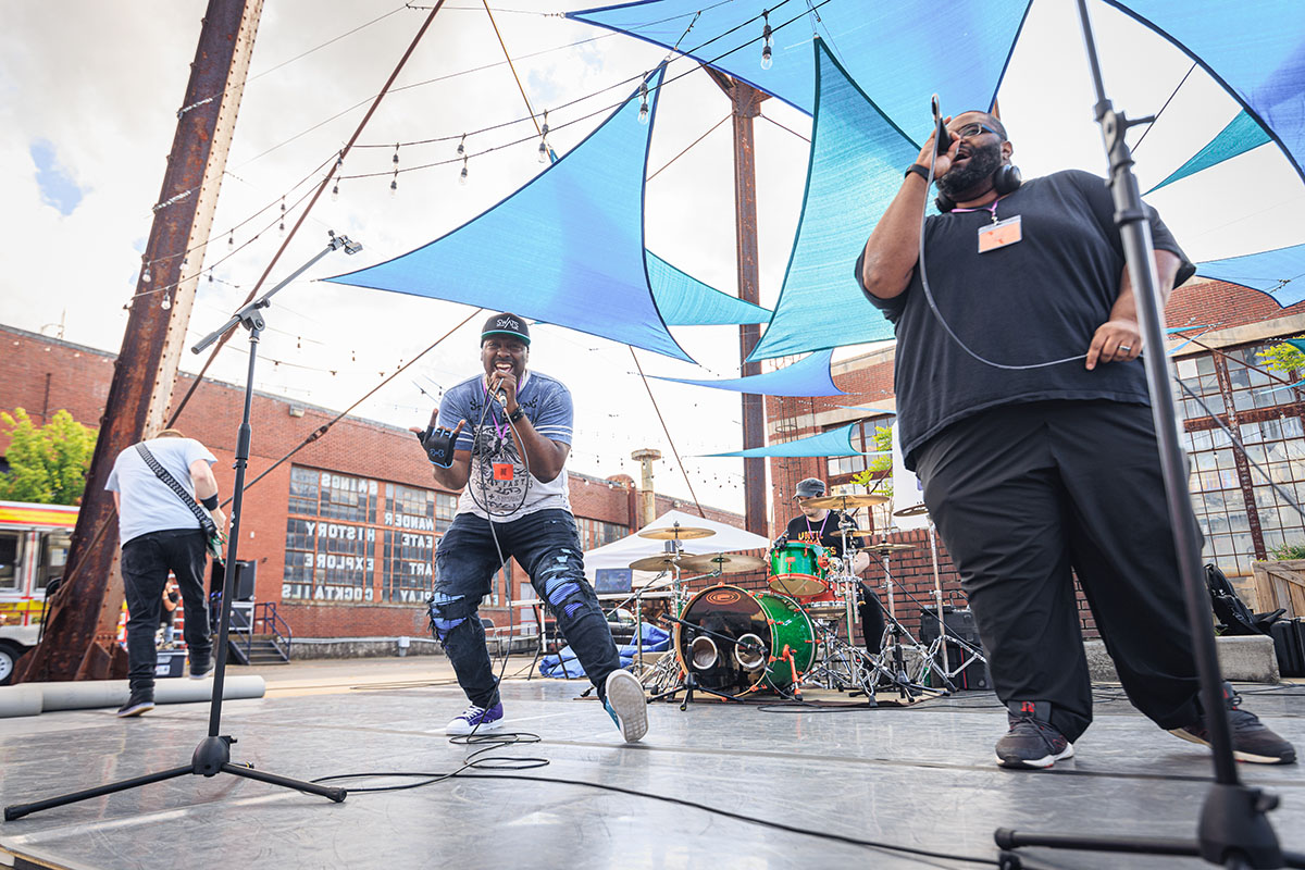 Swats and Omega Sparx bring Nerdcore to BOOM with their energetic Hip Hop and Rock performance.