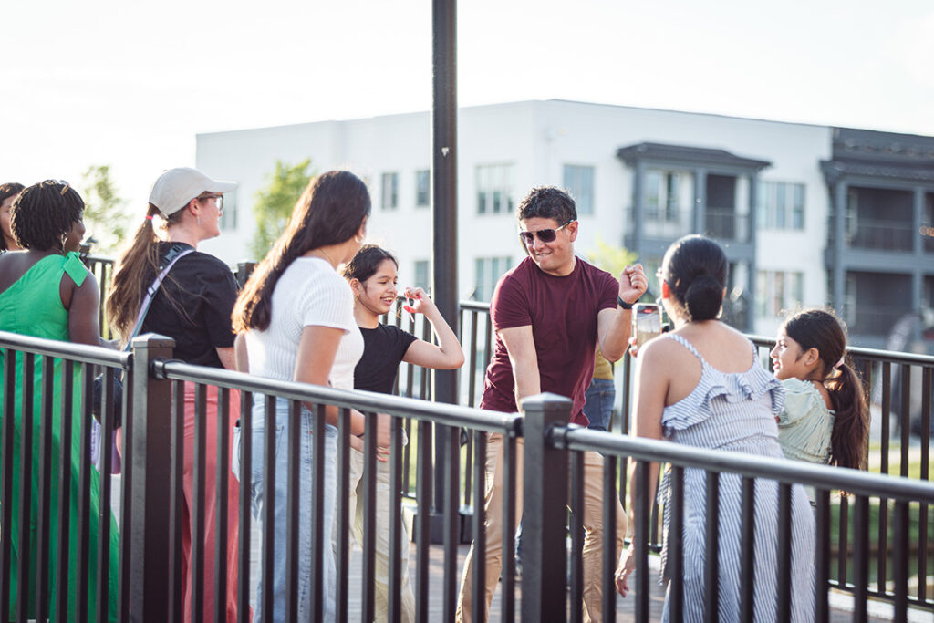 Road Openers Dance Party on the bridge
