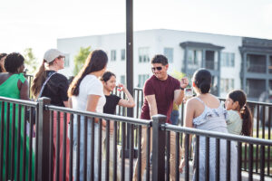 Road Openers Dance Party on the bridge